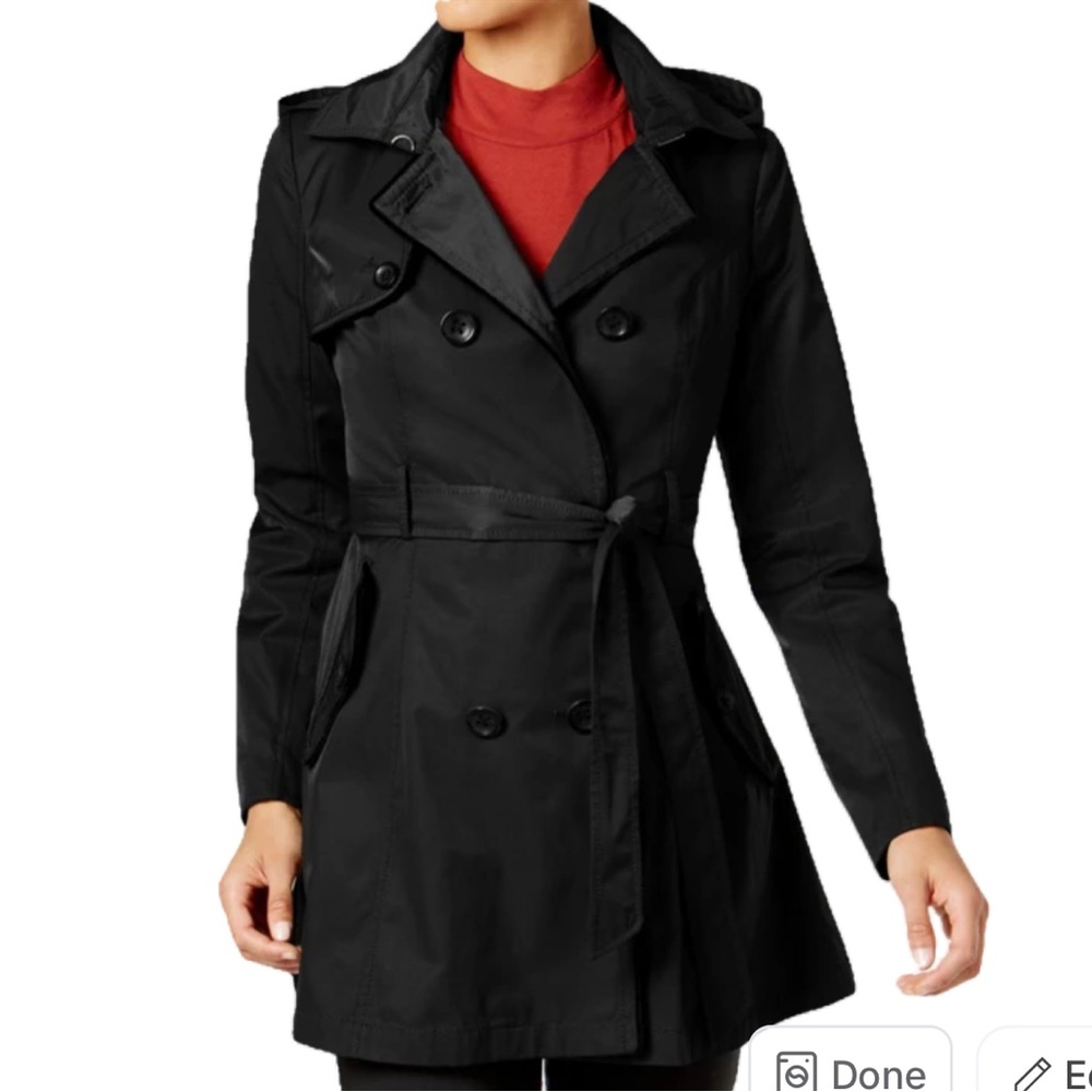 Laundry by Shelli Segal Black Trench Coat Velvet Corset